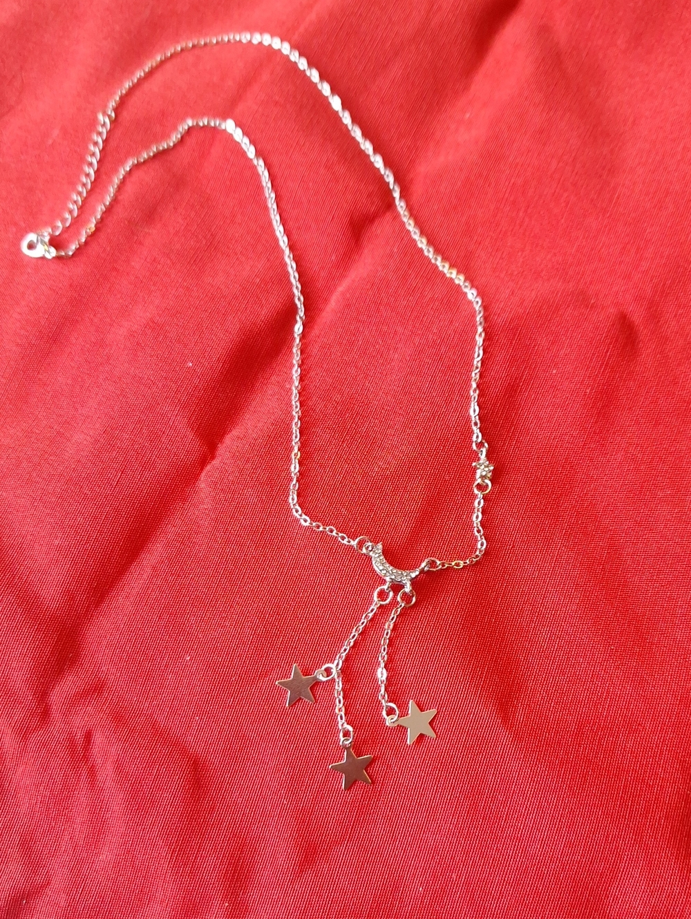 Silver Star Dangle Necklace - 12.5"